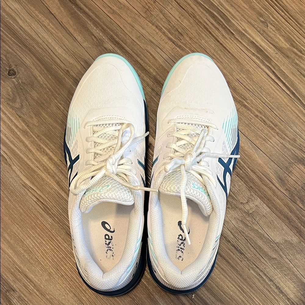 Asics Women's Cream and Teal Athletic Shoes(slightly used)